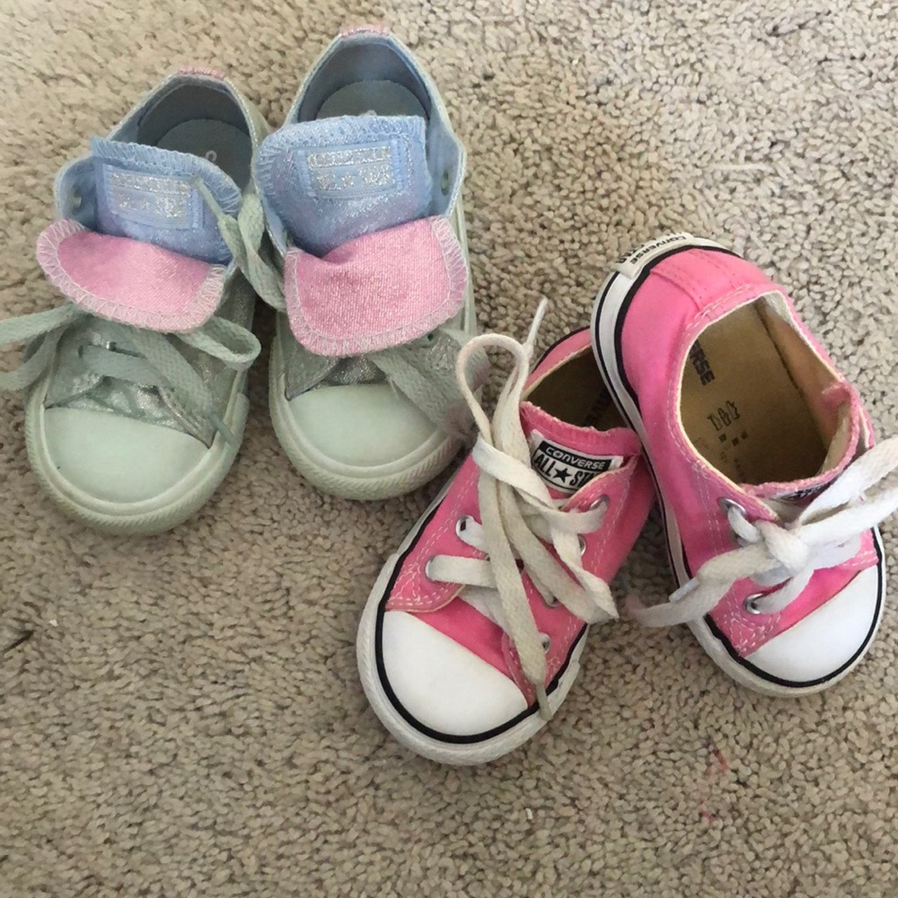 Girls Size 6 Converse Sneakers Pink and Blue